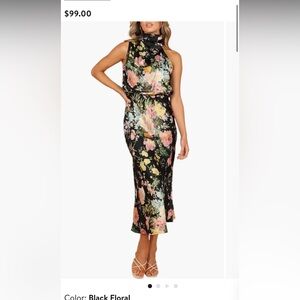 Petal & Pup Black Floral High-Neck Dress